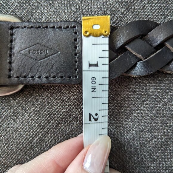 Very Dark Brown Fossil Braided Unisex Leather Belt - Picture 8 of 8